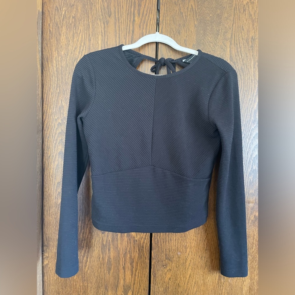 Club Monaco Textured Black Shirt with Open Back